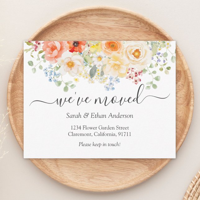 Watercolor Sunny Floral Moving Announcement Card (Von Creator hochgeladen)