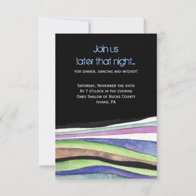 WATERCOLOR SUNSET Bat Bar Mitzvah Party Card Einladung (Vorderseite)