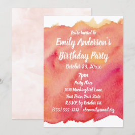 Watercolor Sunset Geburtstagsparty Einladung