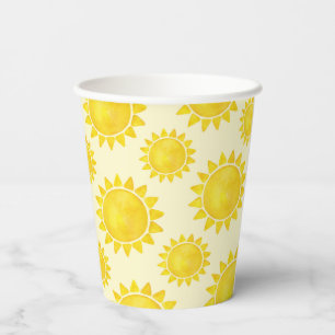 Watercolor Sunshine Birthday Paper Cups - Boho 1. Pappbecher