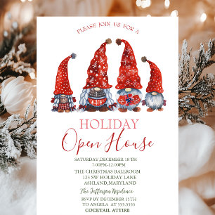 Watercolor Süße Gnome Schneeflocken Open House     Einladung