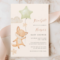 Watercolor Süßer Fuchs Fliegender Ballon Baby Show