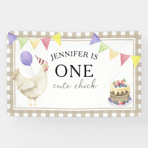 Watercolor Süßes Küken 1. Geburtstag Banner