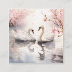 Watercolor Swan Couple Quadratische Visitenkarte