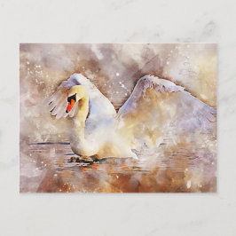 Watercolor Swan Postkarte