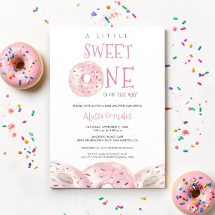 Watercolor Sweet One Donut Thema Baby Shower-Einla Einladung