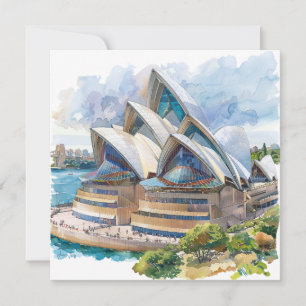 Watercolor Sydney Opera House Aussie Feiertagskarte