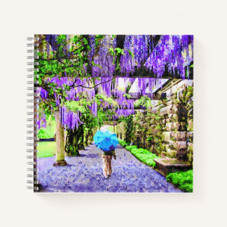 Watercolor-Szene der Wisteria Notizbuch