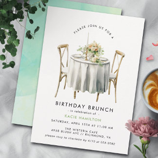 Watercolor Table | Cute Modern Birthday Brunch Einladung