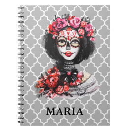 Watercolor-Tag der toten Schädel-Rosen rosarot Notizblock