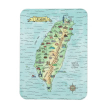 Watercolor Taiwan Map Foto Magnet