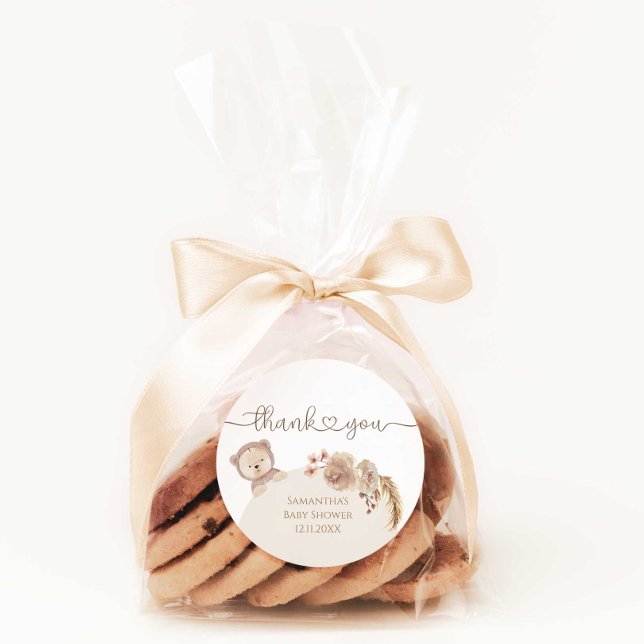 Watercolor Teddy Bear Baby Dusche Gefallen Vielen  Runder Aufkleber (Von Creator hochgeladen)