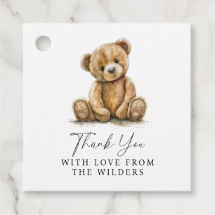 Watercolor Teddy Bear Baby Dusche Vielen Dank Geschenkanhänger