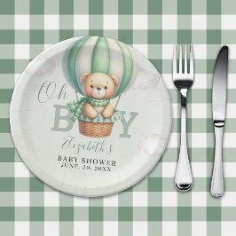 Watercolor Teddy Bear Baby Shower Boy Party Pappteller