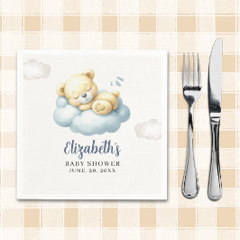 Watercolor Teddy Bear Baby Shower Boy Serviette