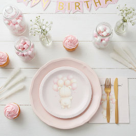 Watercolor Teddy Bear Balloons Baby Shower Pappteller