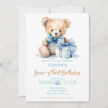 Watercolor Teddy Bear Bear-y First Birthday Party