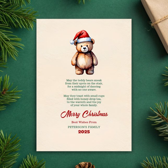 Watercolor Teddy Bear Christmas Greeting Card Einladung (Von Creator hochgeladen)