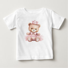 Watercolor Teddy Bear Girl 1st Birthday Baby T-shirt