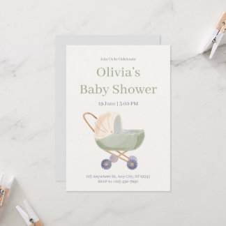 Watercolor Teddy Bear Hot Air Balloon Baby Shower Einladung