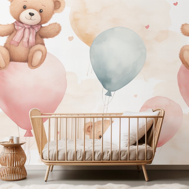 "Watercolor Teddy Bear Hot Air Balloons Clipart Tapete (Von Creator hochgeladen)
