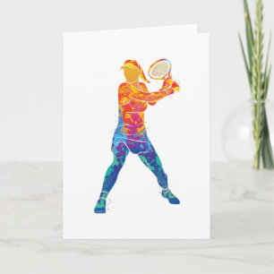 Watercolor Tennis-Frau Karte