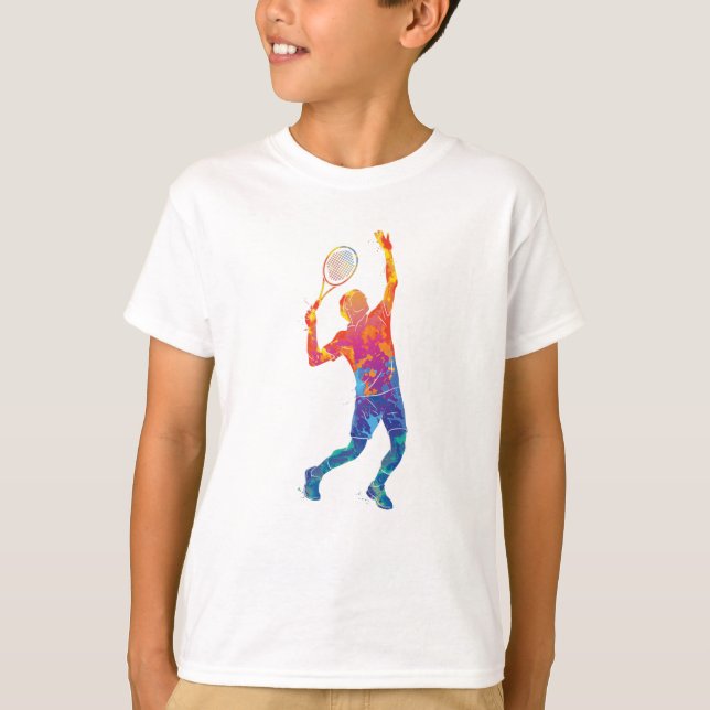 Watercolor Tennis Man T-Shirt (Vorderseite)