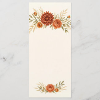 Watercolor Terracotta Wedding Menu Card Menükarte