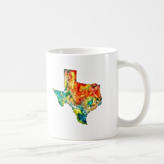 Watercolor-Texas-Kaffee-Tasse Zweifarbige Tasse (Rechts)