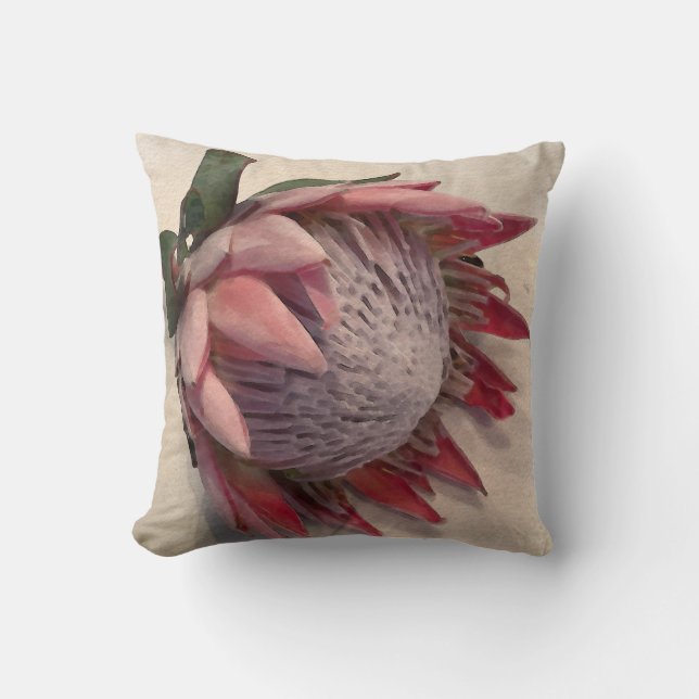 Watercolor Textile Protea Pillow Varianten Größen Kissen (Vorderseite)