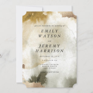 Watercolor Texture Khaki Wedding Einladung