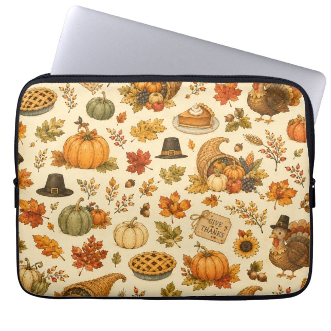 Watercolor Thanksgiving-Muster  Laptopschutzhülle (Vorderseite)