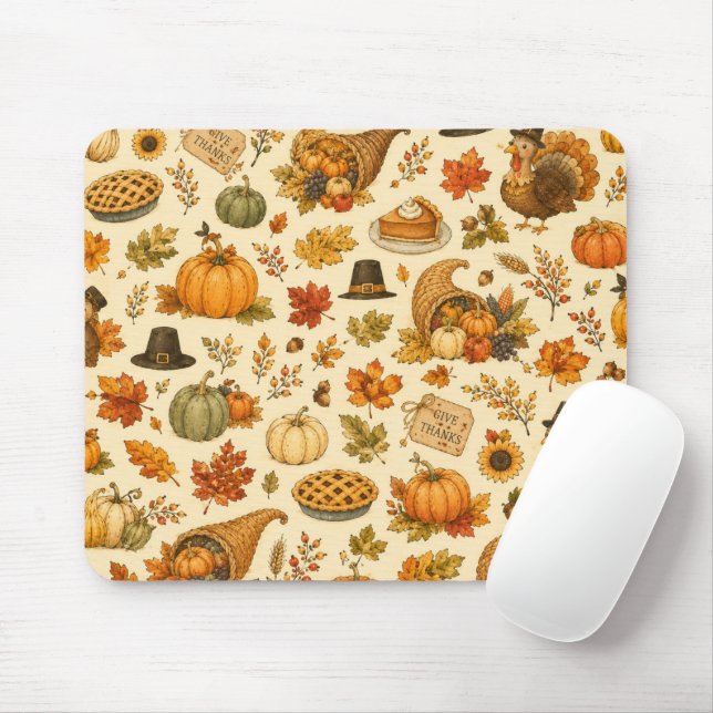 Watercolor Thanksgiving-Muster  Mousepad (Mit Mouse)