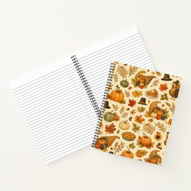 Watercolor Thanksgiving-Muster  Notizbuch (Innenseite)