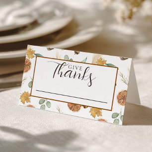 Watercolor Thanksgiving-Platzkarte und Dankbarkeit