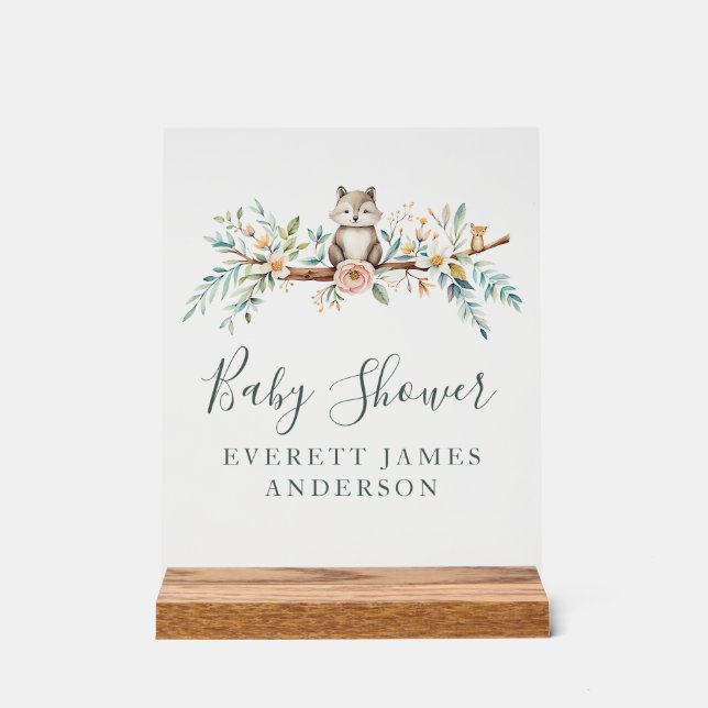 Watercolor-Tiere in Holz Acrylschild (Vorderseite)