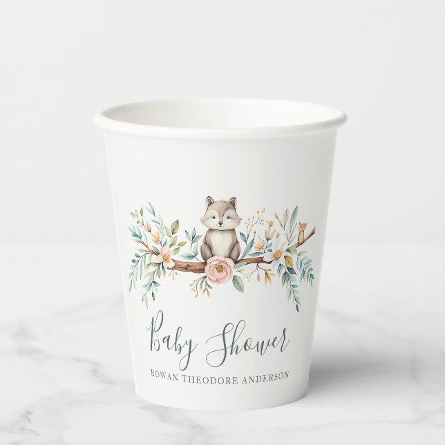 Watercolor-Tiere in Holz Pappbecher (Vorderseite)