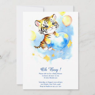 Watercolor Tiger Boy Baby Dusche Einladung