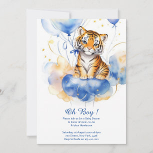 Watercolor Tiger Boy Baby Dusche Einladung