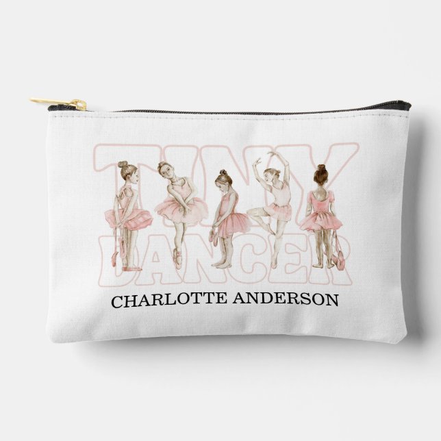 Watercolor Tiny Dancer Ballerina Pink Zubehörtasche (Vorderseite)