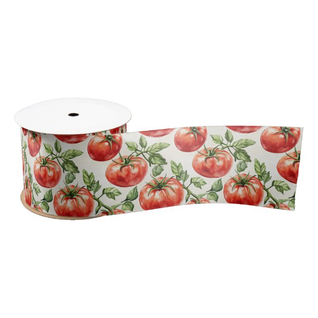 Watercolor Tomato Pattern Satinband (Spule)