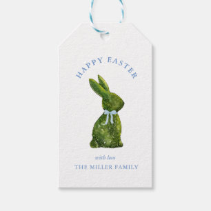 Watercolor-Topiary-Hase Frohe Ostern Geschenkanhänger