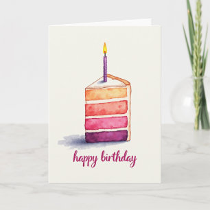 Watercolor-Torte-Scheiben-Grußkarte Karte
