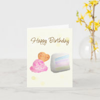 Watercolor-Torte Stück und Eis Geburtstagskarte