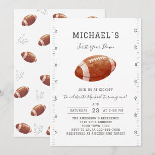 Watercolor Touchdowns American Football Baby Showe Einladung