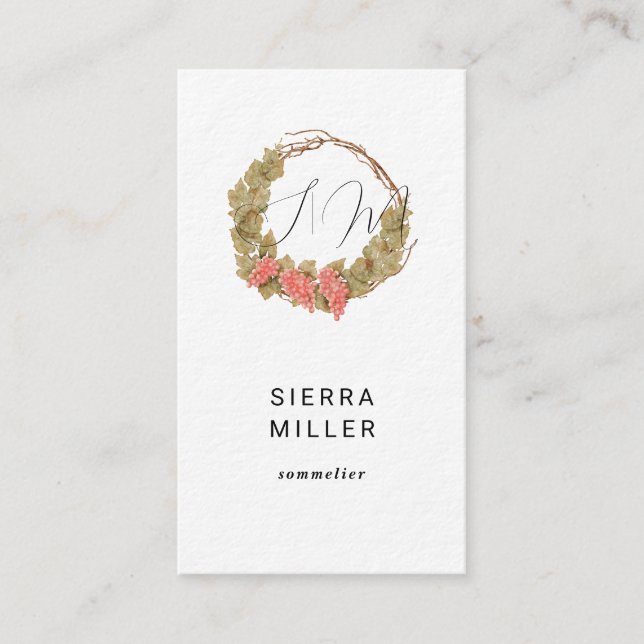 Watercolor Traubenwein Visitenkarte (Vorderseite)