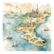 Watercolor Travel Map