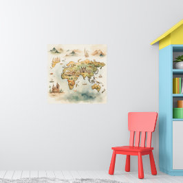 Watercolor Travel Map Poster