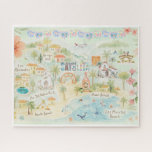 Watercolor Travel Postcard | Sayulita Mexico Puzzle<br><div class="desc">Ein perfektes Kunstwerk für jeden, der Sayulita, Mexiko, Liebe hat. Mit Aquarell illustrierte Karte aller beliebten Sehenswürdigkeiten. Fügen Sie diesem Design Ihre benutzerdefinierte Formulierung hinzu, indem Sie die Felder "Diese Designvorlage bearbeiten" auf der rechten Seite des Elements verwenden, oder klicken Sie auf die blaue Schaltfläche "Anpassen", um den Text zu...</div>