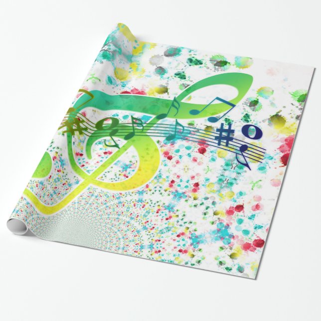 Watercolor Treble Clef Geschenkpapier (Ungerollt)